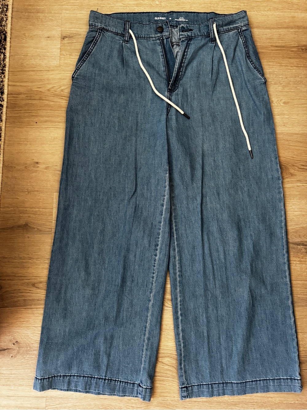 Old Navy Drapey Drawcord Wide Leg Jeans - Denim Blue